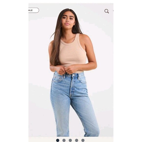 Nuuds Women's Size Large Sand Essential Ribbed Tank Top Cotton/Stretch - Picture 2 of 8